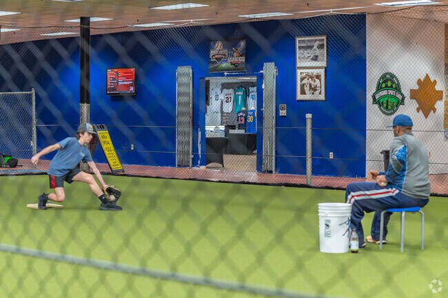 The Greensboro Batting Center,  provides a space for athletes to practice near White Oak.