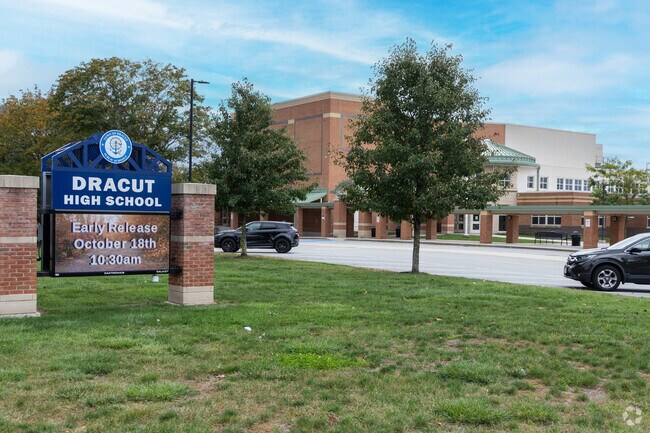 Dracut High School sign.