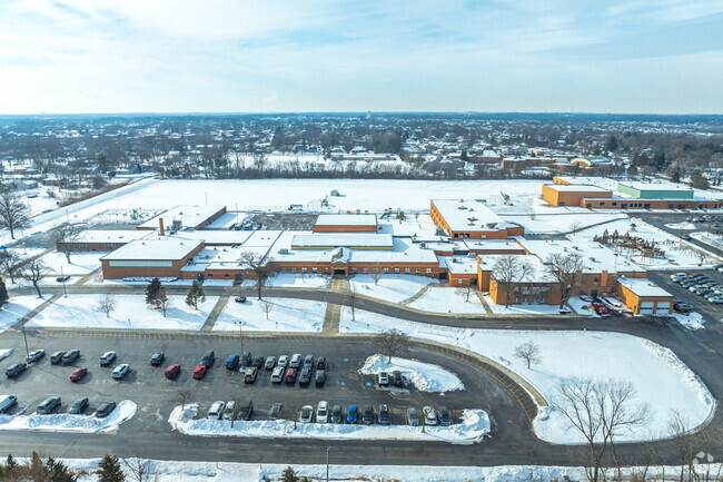 Mokena Elementary School offers a sprawling campus when viewed from above.