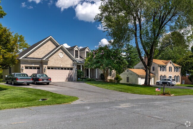 A row of large single family homes on large lots in Flower Valley.