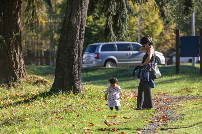 A mother and daughter enjoying the fall weather at Crescent Creek Park.
