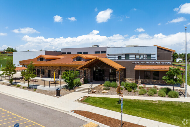 The main entrance at Adventure Elementary School in Denver, Colorado.