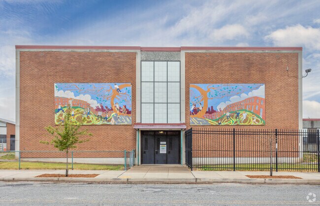 Colorful artwork graces the walls of Collington Square School.
