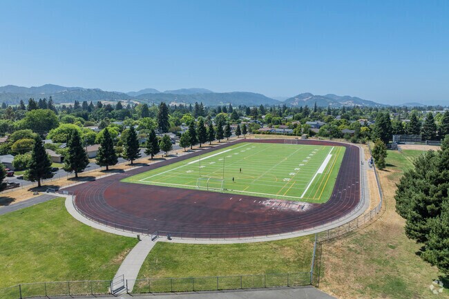 Redwood Middle School has a large modern football field and track.