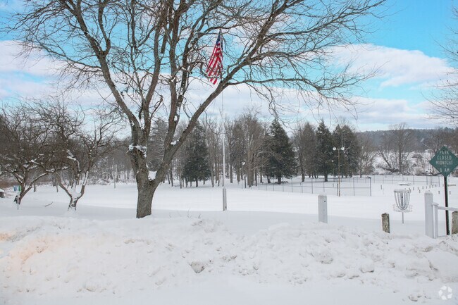 Lawson Park in Busti provides green spaces, playgrounds, and disc golf for family-friendly recreation.