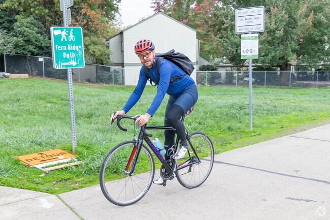 Bikers love the bike trail that goes directly through the Far West area of Eugene.