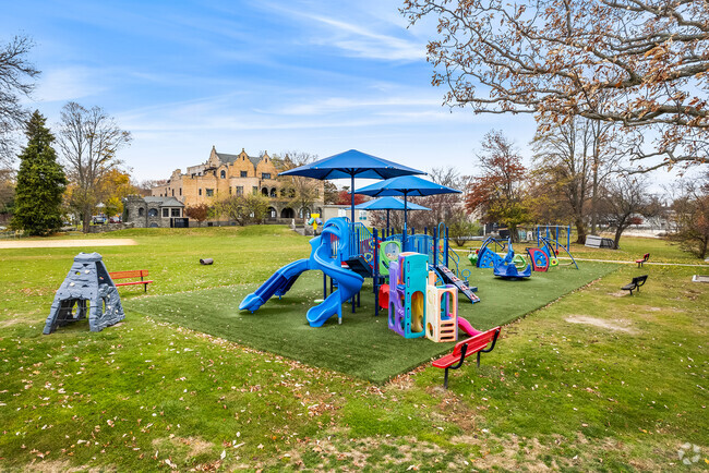 Students enjoy playing on the playground at Westchester Day School in Mamaroneck.