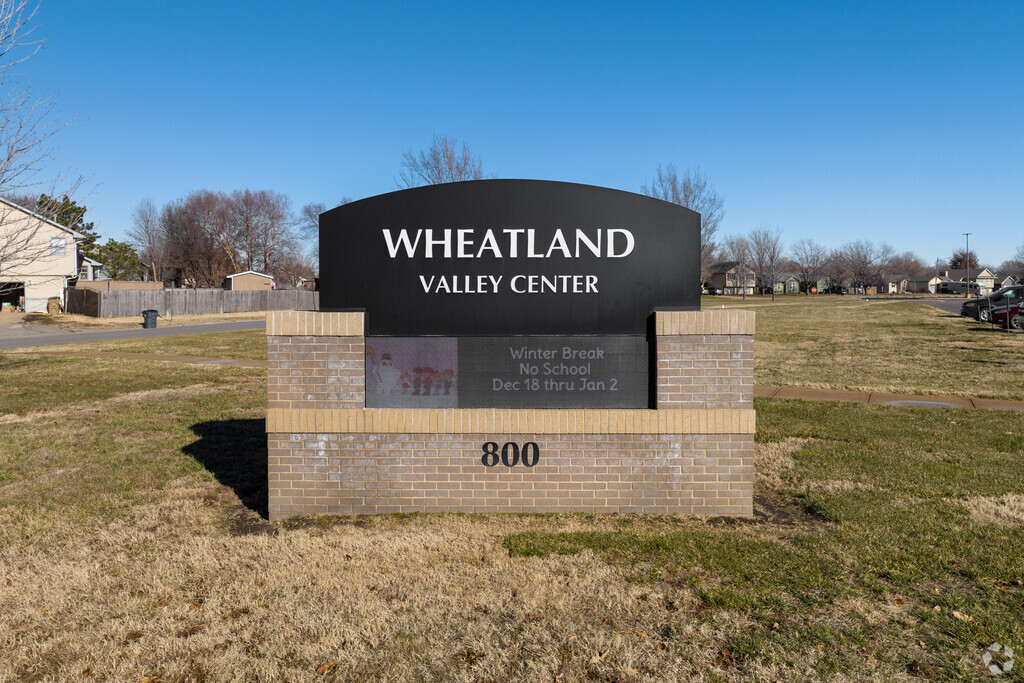 Wheatland Elementary School has a large brick sign.