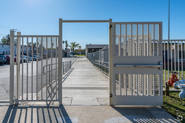 The front gate at Orange Grove Elementary School in Whittier