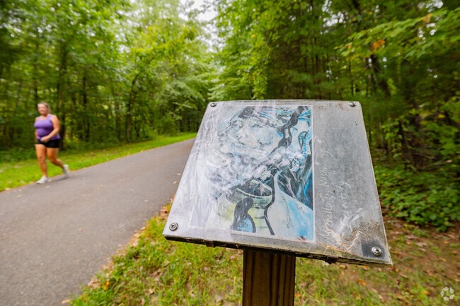 You can find art along the Nashua River Rail Trail that starts in Nashua and ends in Ayer.