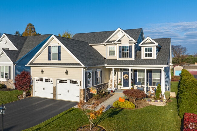 Traditional homes often have two car garages in Hanover Historic District.