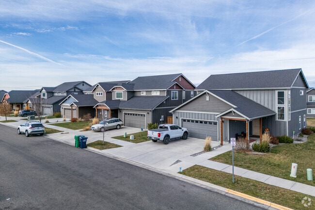 Rows of new traditional homes are throughout the West Bozeman neighborhood.