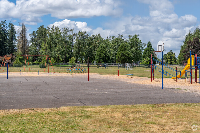 Douglas Gardens Elementary School students can play basketball on the court in East Springfield.