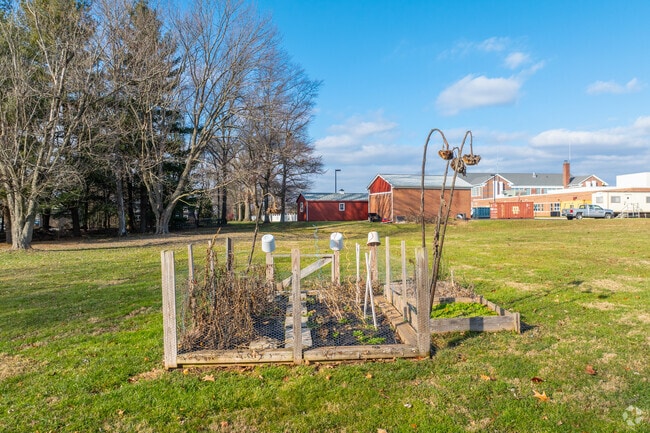 A small garden adorns the field behind Franconia Elementary School.
