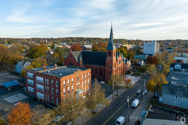 An aerial view of St Francis & St Rose Of Lima School.