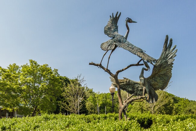 Sculptures crafted by local artists are found throughout Quiet Waters Park.
