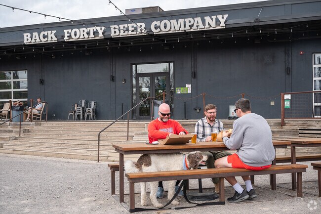 In East Birmingham enjoy an outdoor lunch, pizza and Beer at the Back Forty Beer Company.