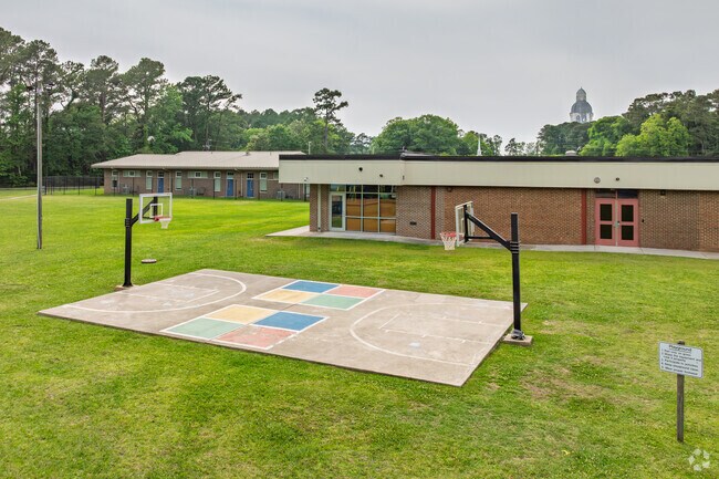 The outdoor basketball court at Bolivia Elementary School promotes fitness and fun.