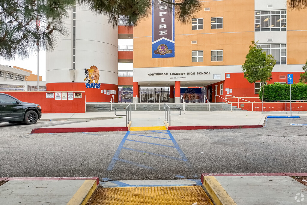 Stairs lead to the entrance of Northridge Academy High.