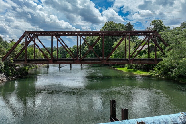 Lakemont's train trestle runs beside Augusta Canal and its walking and biking trails.