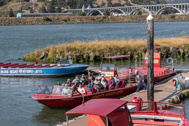 Jet Boat tours of the Rogue River run out of the Port of Gold Beach.