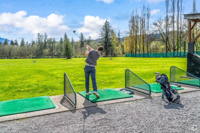 Practice your golf swing at the Twin Rivers Golf Course near Preston.