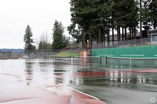 Washougal Learning Academy features tennis courts with bleacher seating