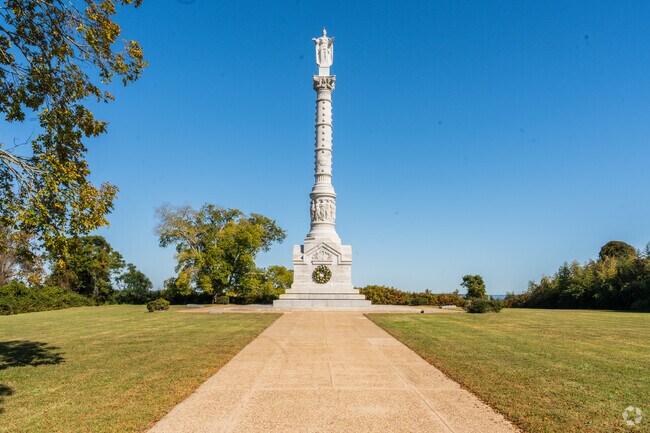 Yorktown Victory Monument standing tall, a symbol of American independence.