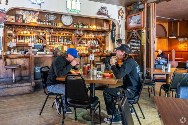 Customers enjoy their meals at The Rock Inn in Lake Hughes.