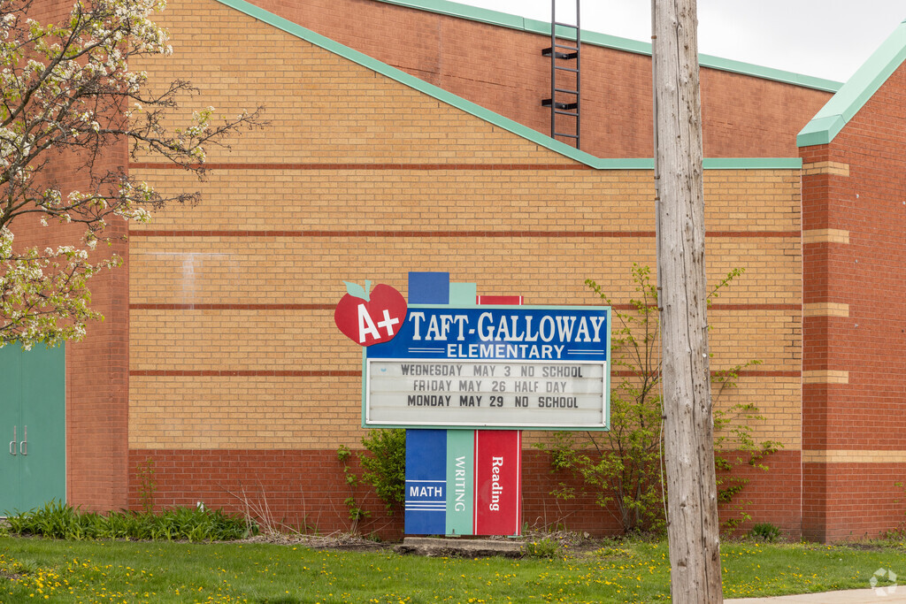 Sign for Taft Elementary School off Gloria Street in Wayne, Michigan.