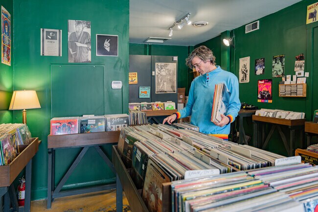 Discover some new or vintage vinyl at Gordon Square Arts District's Hausfrau Record Shop.