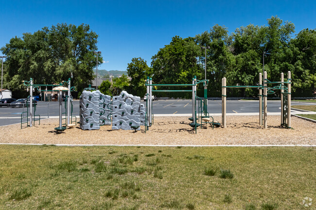 Franklin Elementary School has climbing toys on its playground.