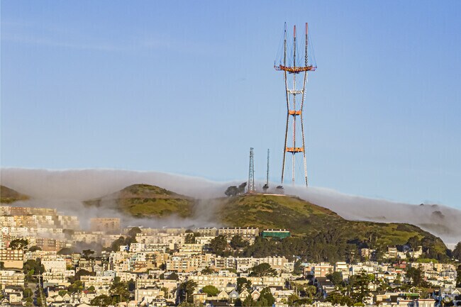 The famous San Francisco fog rolls in over Twin Peaks.