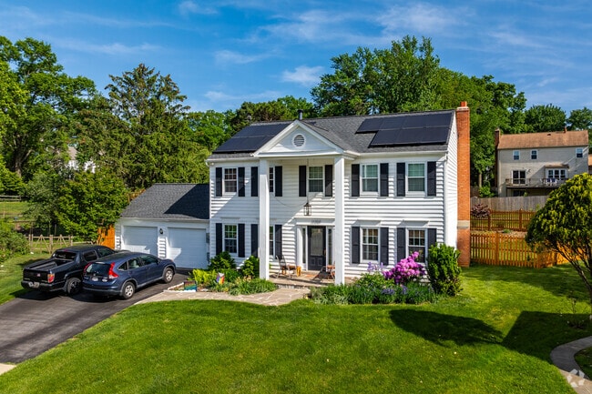 Stunning single family home with considered landscaping and a two car garage in North Potomac.