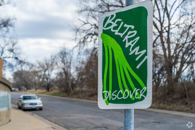 A sign welcomes people into the Beltrami neighborhood.