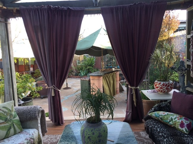 Looking to outside lounge to back yard