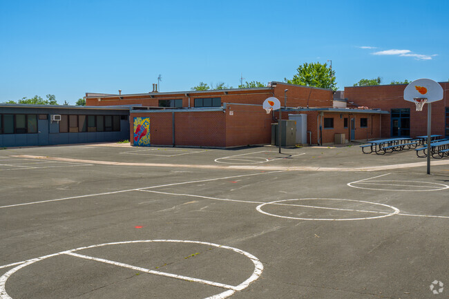 At recess Skyway Park Elementary School students can practice their free throws.
