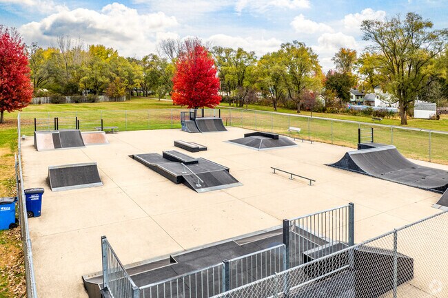 Phil Muehl Skate Park connects to the Cedar Valley Nature Trail.