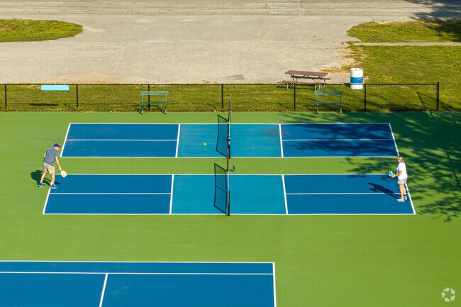 A couple play a friendly game of pickleball at Sinawik Park in Decatur, IL.