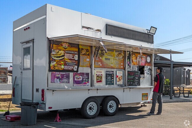 Taco trucks offering hot meals can be found in the Downtown Salida area.