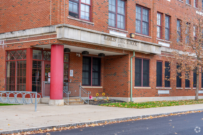 Hamlin Park School in Hamlin Park Historic District serves students in grades Pre-K through 8th.