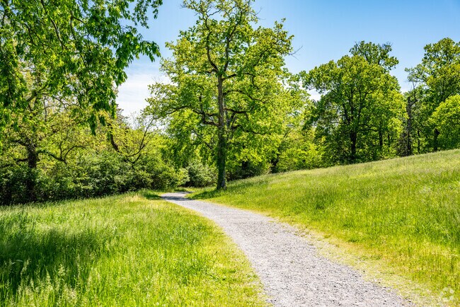 There are walking trails in the Ellington Agricultural Center in Crieve Hall.