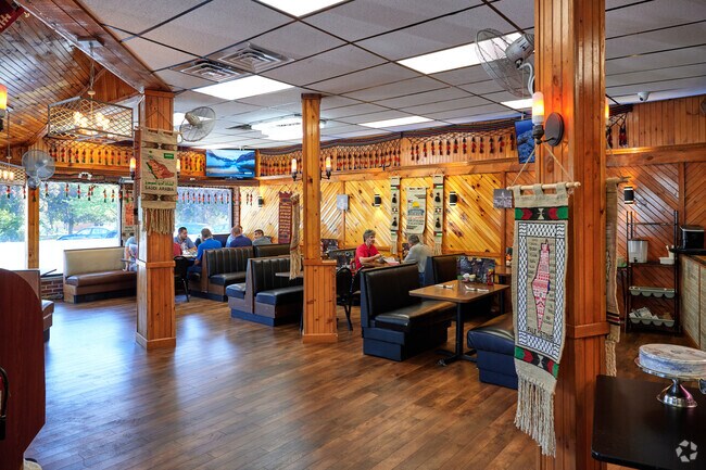 The dining room at the Kabob House is filled with character in Galeville, NY.