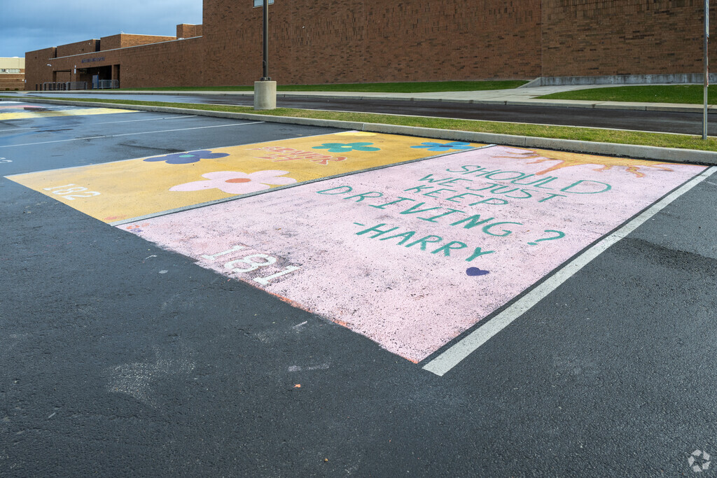 Seniors at Ringgold High School are allowed to paint their assigned parking spots.