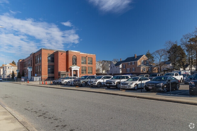 Employee parking at Argosy Collegiate Charter Middle School in Fall River, Massachusetts.