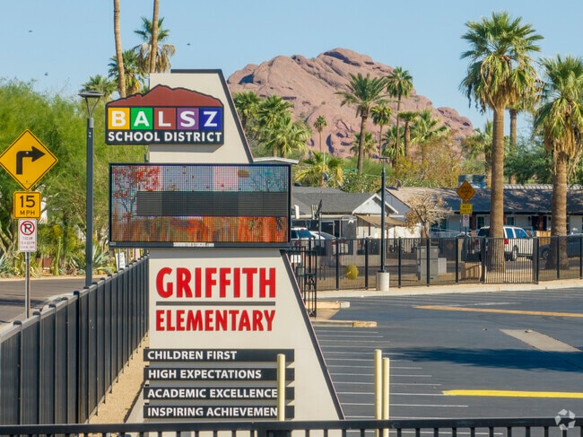 Griffith Elementary School is rated a 2/10 from GreatSchools.com.