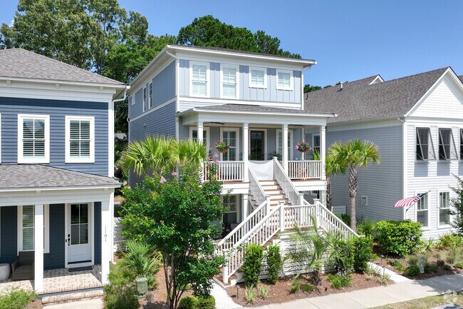 The Upscale Southern home is elevated with two to three floors above ground in Snee Farm.