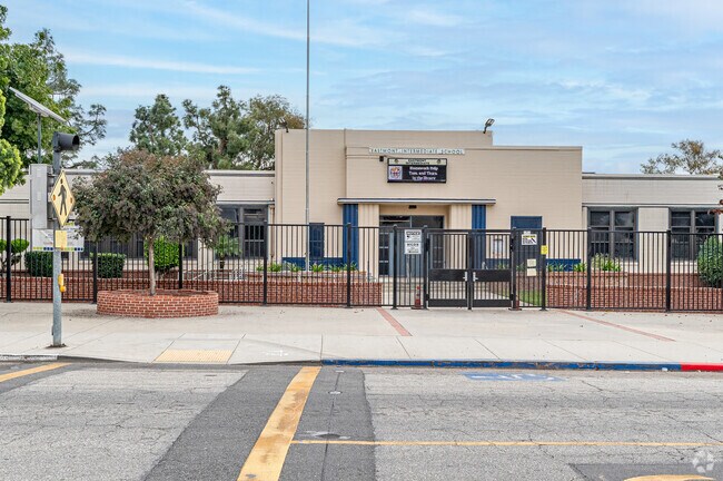 The front, gated entry to Eastmont Intermediate School in Montebello