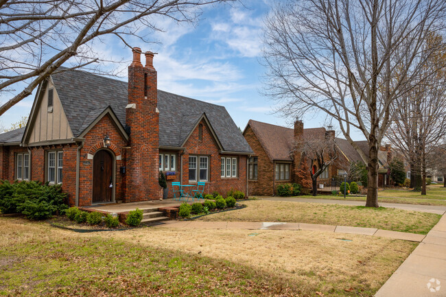 Tudor homes are the common home styles in Tulsa's Yorktown neighborhood.
