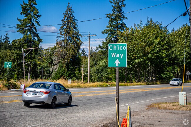 Chico Way is lined with bus stops and runs parallel to Highway 3 for Silverdale.
